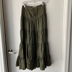 Anthropologie maxi skirt size 0 olive green never worn
